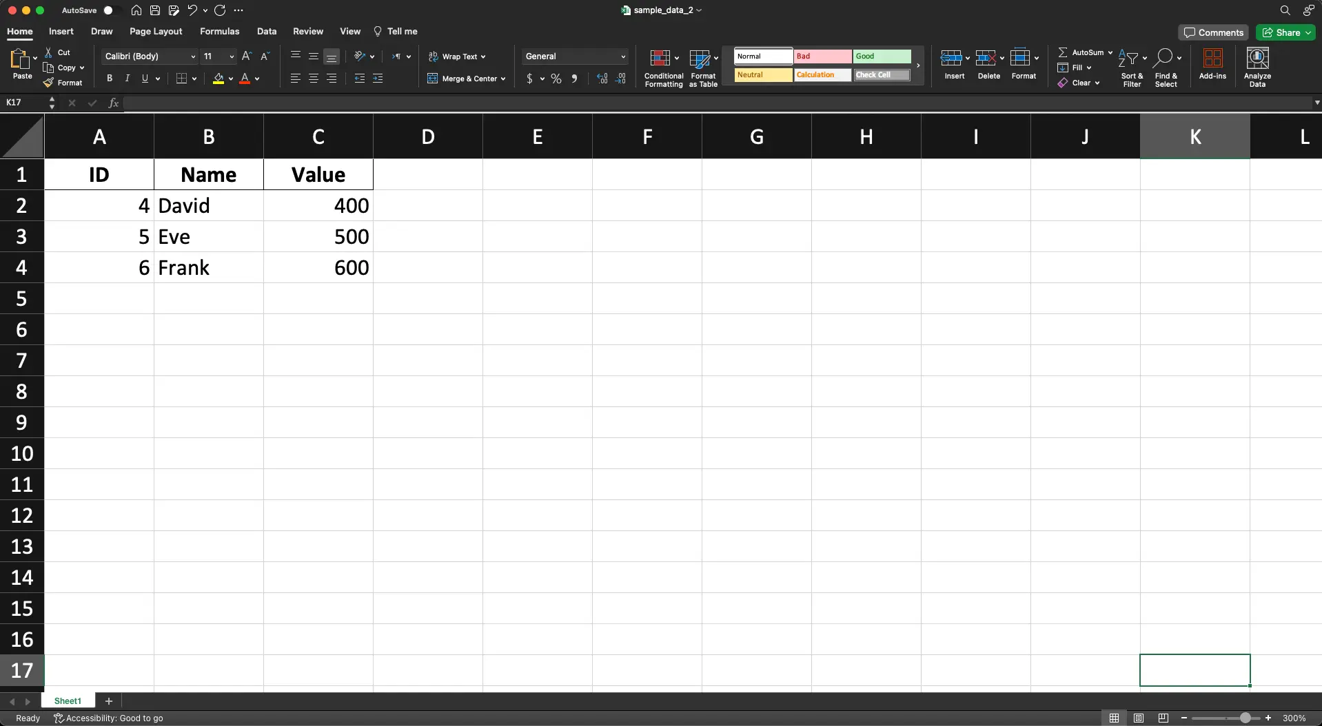 Excel Sample Data 1