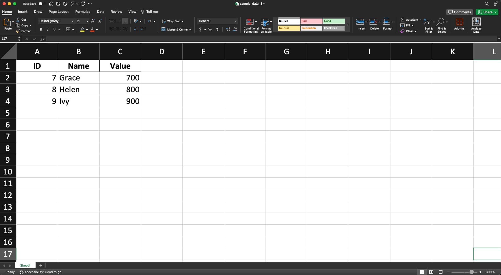 Excel Sample Data 1