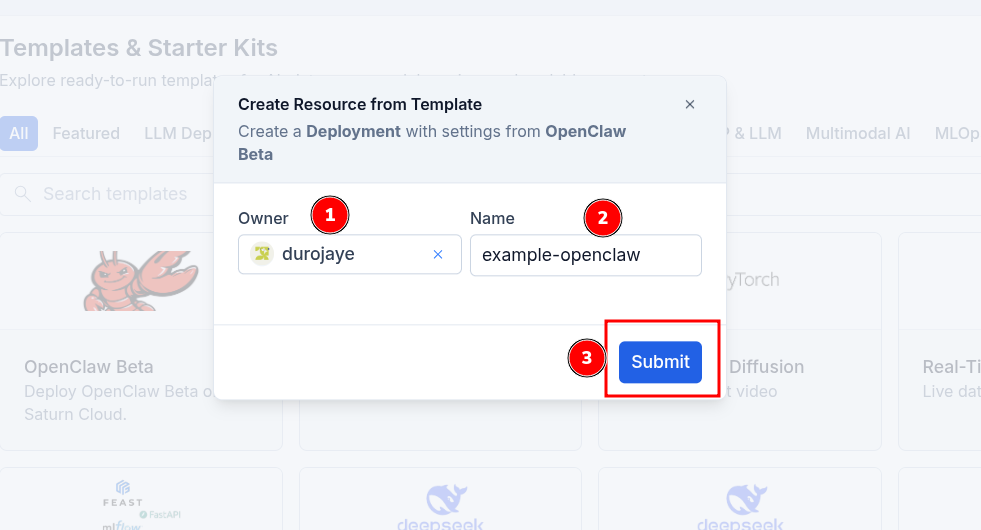 Create resource from OpenClaw template