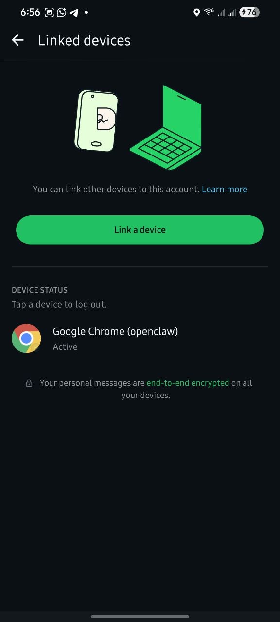 WhatsApp linked device for OpenClaw