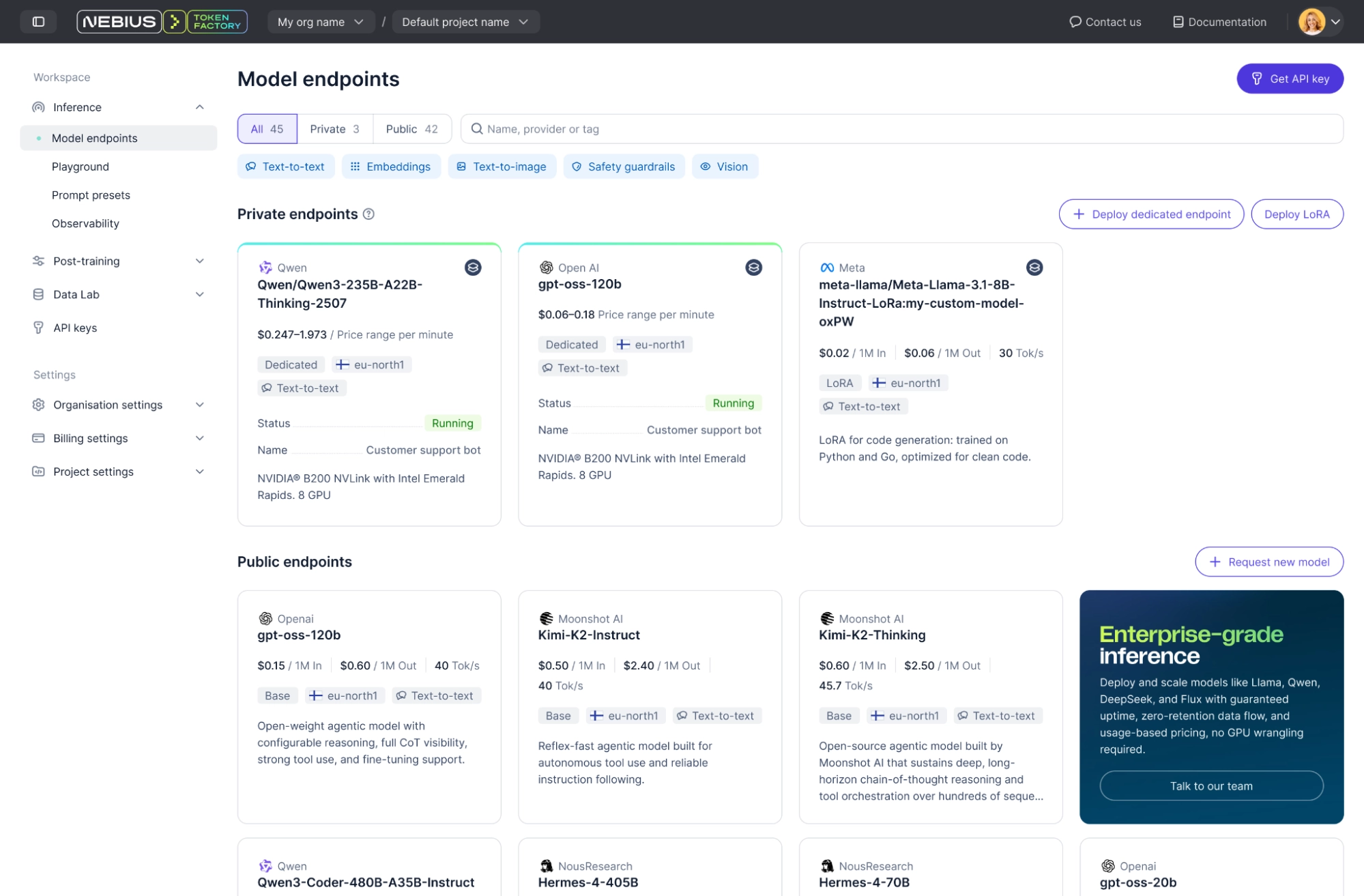 nebius token factory interface