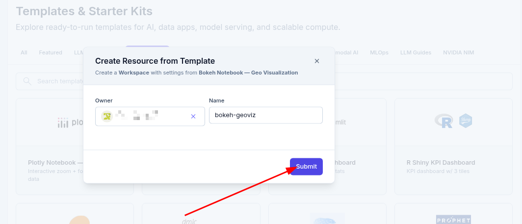 Submit Bokeh Template Resource
