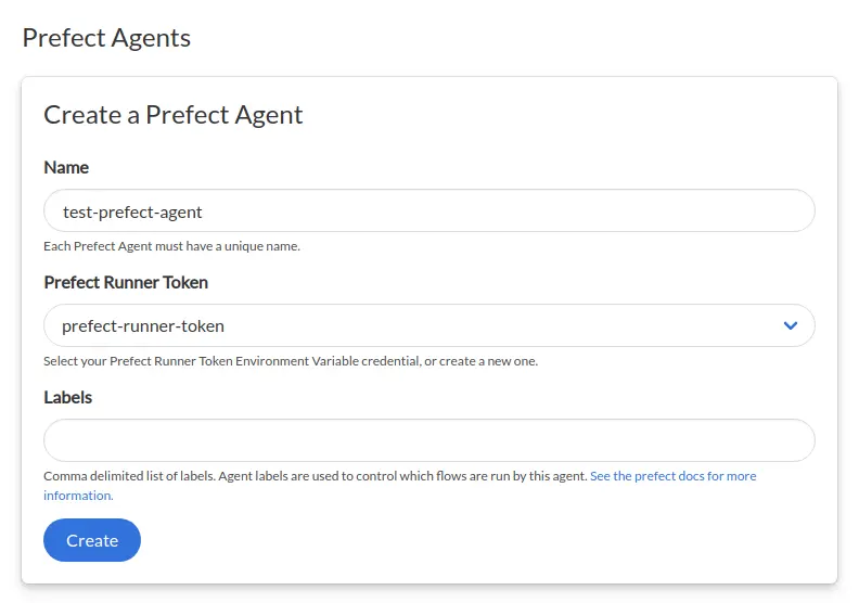 Create a Prefect Agent form page in Saturn Cloud UI