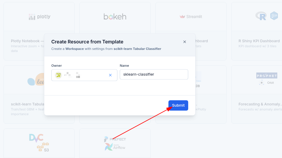 Submit scikit-learn Template Resource